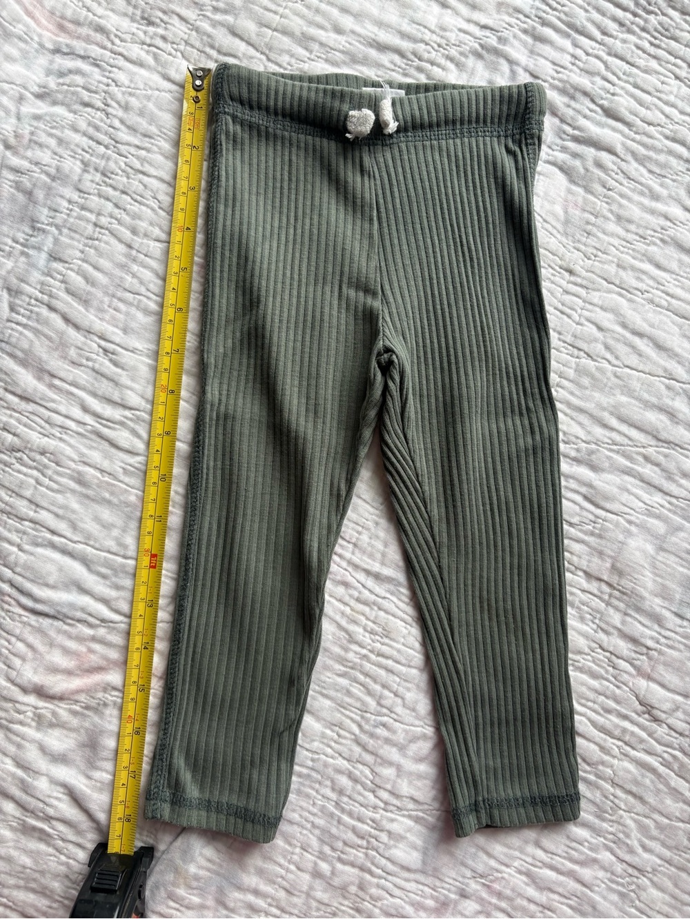 Zara Toddler Boy Olive Ribbed Kids Leggings with Drawstring